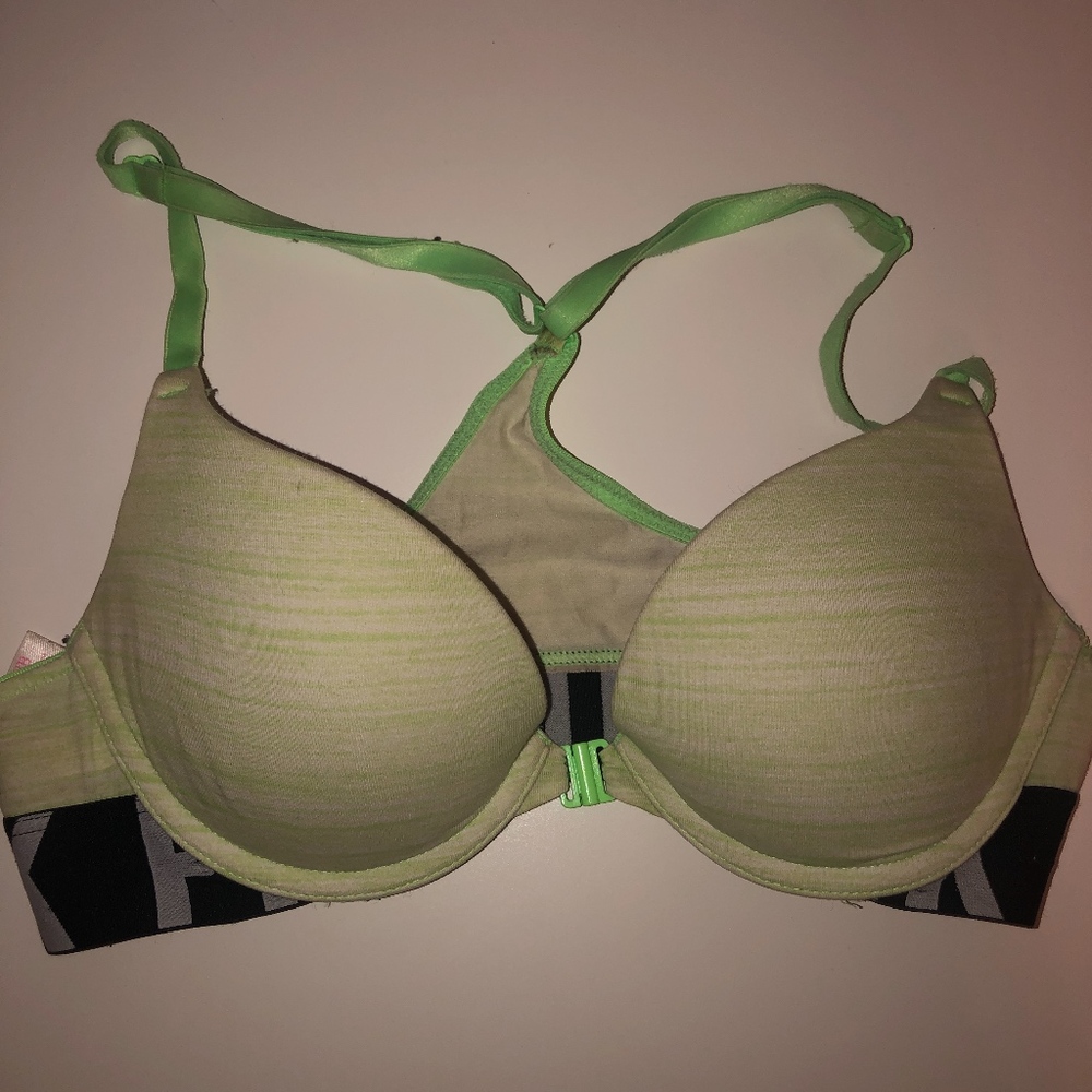 pink pushup cross back bra